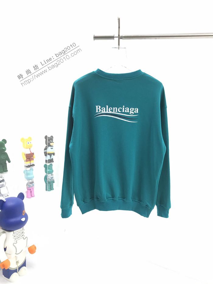 Balenciaga男裝 巴黎世家湖水綠可樂海浪印花圓領衛衣 寬鬆版型 男女同款  ydi3115